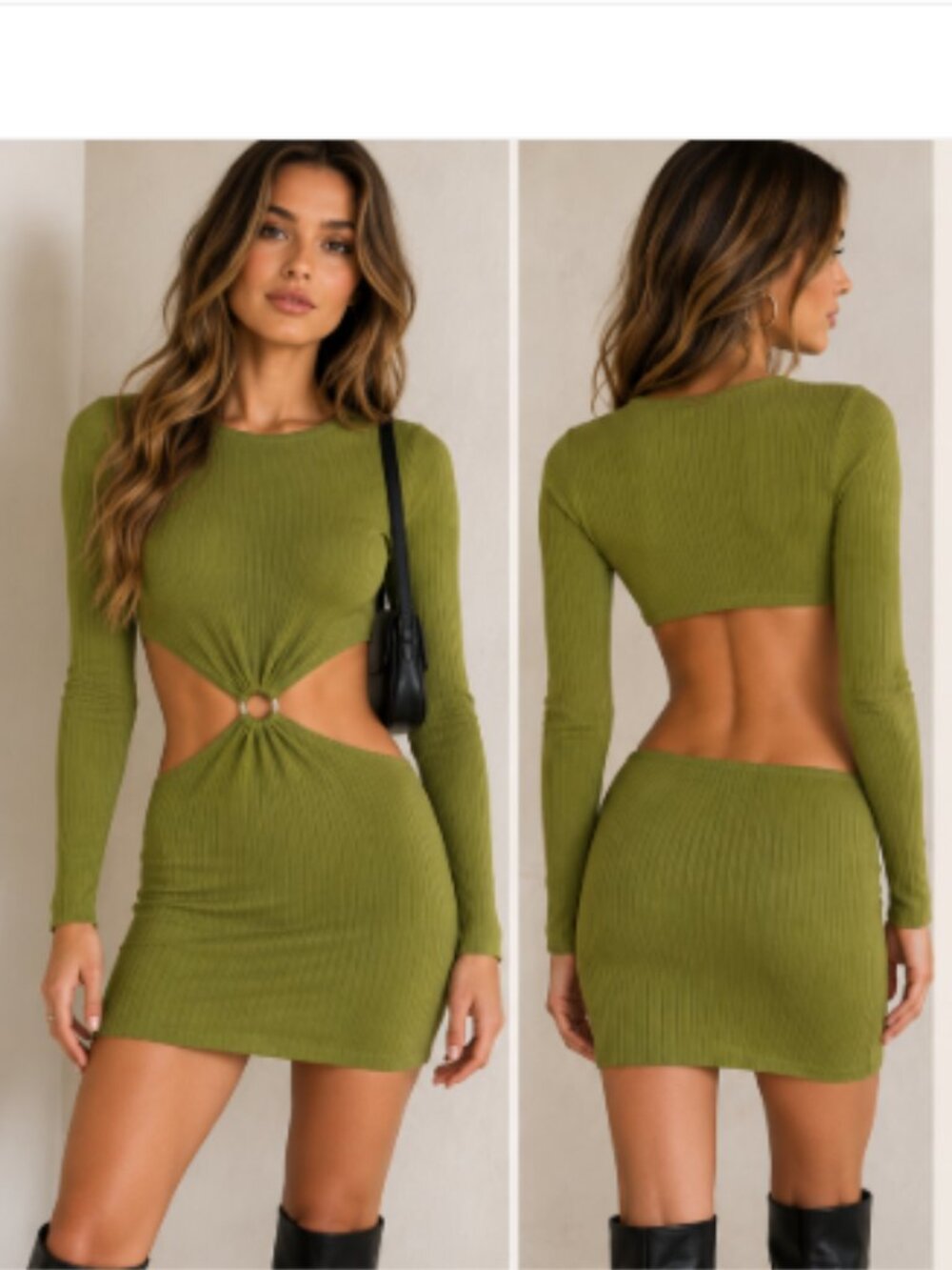 Glassons Cutout Bodycon Mini Dress XS Ring Detail